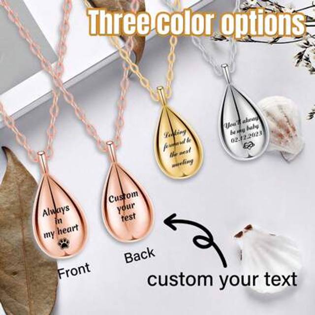SHEIN Custom Ashes Necklace Pet Memorial Gift With Photo Text,Personalized Dog/Cat Cremation Jewelry Keepsake. Customized Heart-Shaped Pendant Urn Necklaces