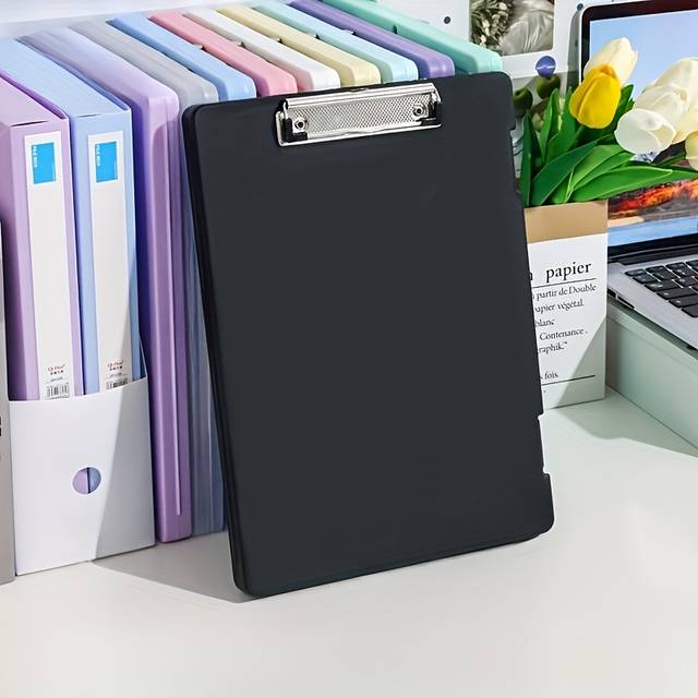 TEMU 1pc Durable Pp Clipboard - A4 File Holder With Sturdy Acrylic Board Clip, Ideal For Students & Office Use, Assorted Pastel Colors