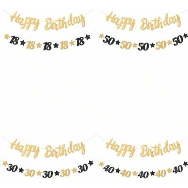 SHEIN 1Pc Black Gold Glitter Birthday Paper Banner,Happy 18th/21th/30th/40th/70th/60th/50th Birthday Hanging Banner,18th/21th/30th/40th/70th/60th/50th Birth