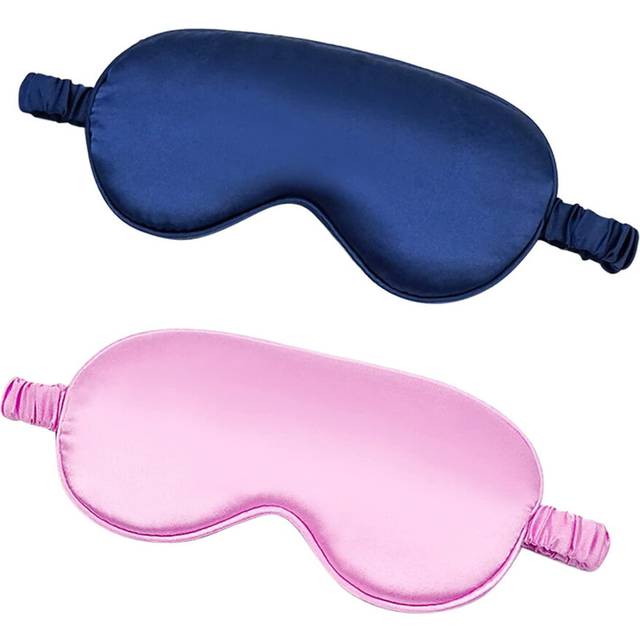 2Pcs Mulberry Silk Sleep Eye Mask, Elastic Strap