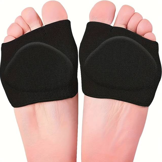 TEMU 2pcs Black Gel Metatarsal Foot Pads For - Soft Gel Cushion Covers, Comfortable Washable Arch Support Socks For , Feet