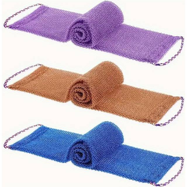 TEMU 3pcs African Exfoliating Net With Rope Handles, Long Bath Sponge For Men And Women, Skin Smoother And Cleaner