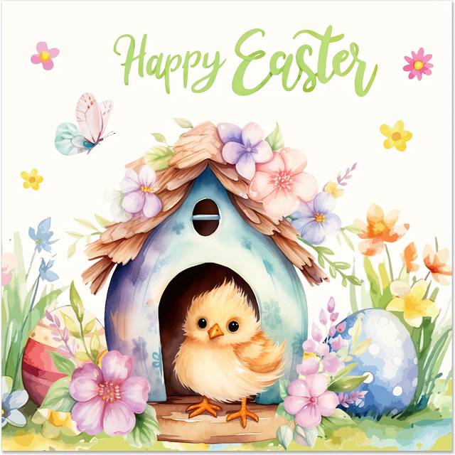 TEMU 20pcs Festive Easter Napkins With Cute Chick & - 2-ply Disposable Party Tissues, Weddings, Birthdays & Easter Celebrations, Featuring Colorful Eggs & Flowers