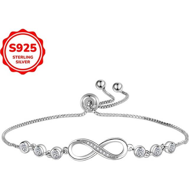 TEMU A Women's Bracelet With , Mobius Ring, Inlay, Synthetic Zirconia Fashionable Women's Bracelet, 3.5g 925 Silvery, Versatile For , Gifts For Women
