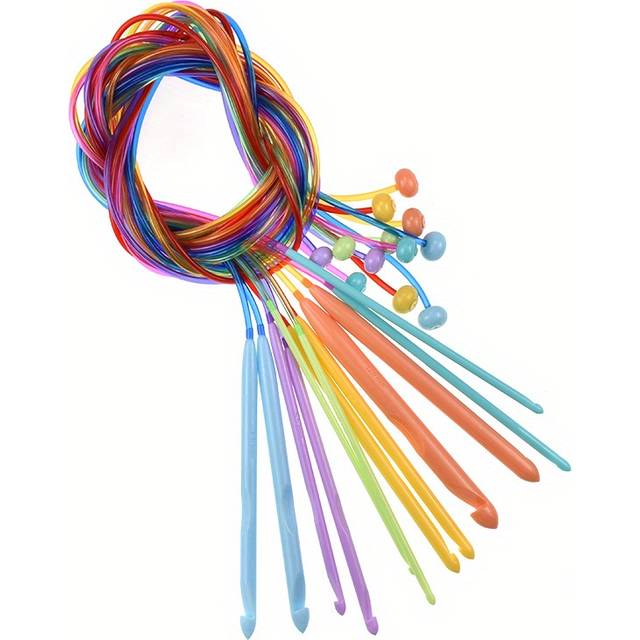 TEMU 12pcs Afghan Carpet Crochet Hooks Set, 47inch (120cm) Tunisian Crochet Hooks Set With Cable, 12sizes From E To O (3.5-12mm) Tunisian Hook Needles Set With Bead Ends