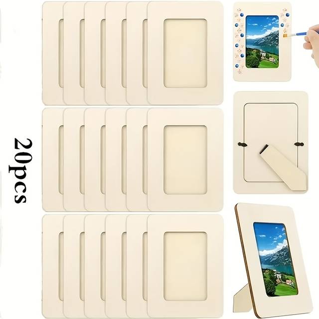 TEMU 20pcs Diy Wooden Photo Frames - Unfinished Rectangular Craft Frames For Desktop Display, Perfect Handmade Gift For Day, Father's Day, And Graduation, Festive Gift Idea | Frame | Wooden Frame