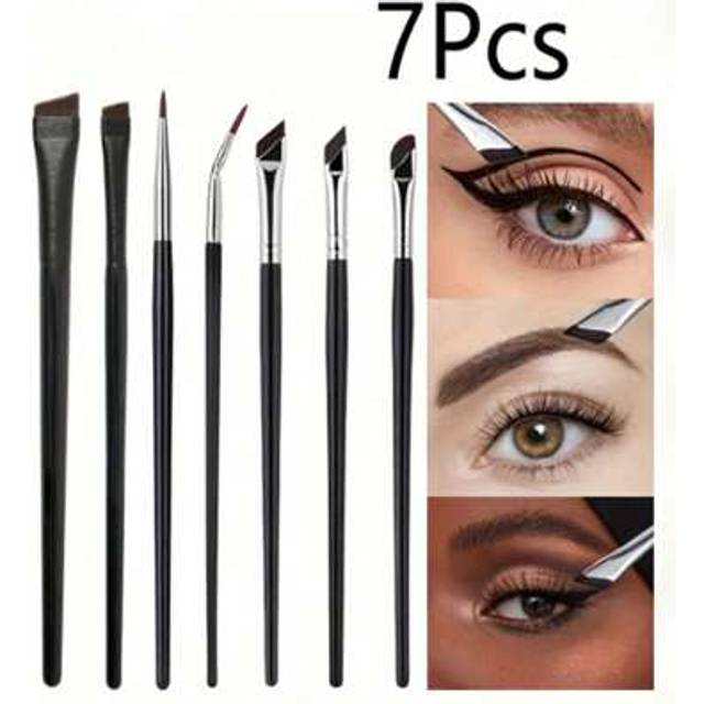 SHEIN 6pcs/7pcs Precision Eyeshadow Makeup Brush Set - Angled Eyeliner, Eyeshadow & Detail Brush
