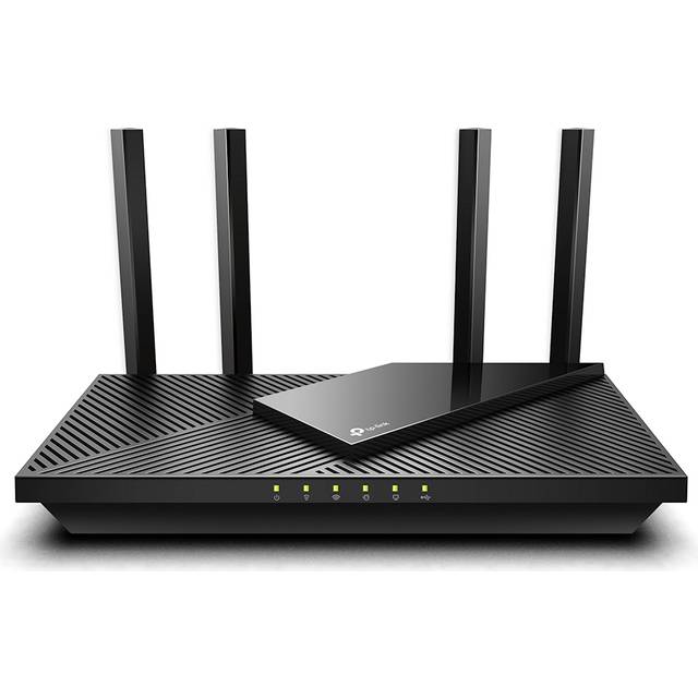 TP-Link Archer AX55 Wi-Fi 6 WLAN Router, 2402 Mbit/s 5 GHz, 574 Mbit/s 2,4 GHz, 4 × Gigabit LAN-Ports, 1 × USB 3.0 Port, unterstützt keine DSL-Funktion, Schwarz