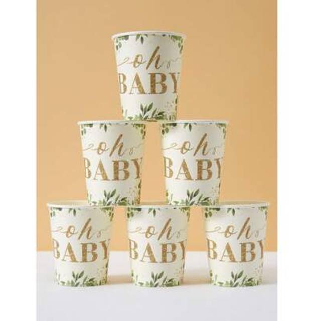 SHEIN 10pcs/25pcs Disposable Paper Cups, Green Plant Themed Paper Cups For Cold Drinks And Coffee, Suitable For Birthday Parties, Family Gatherings, Picnics