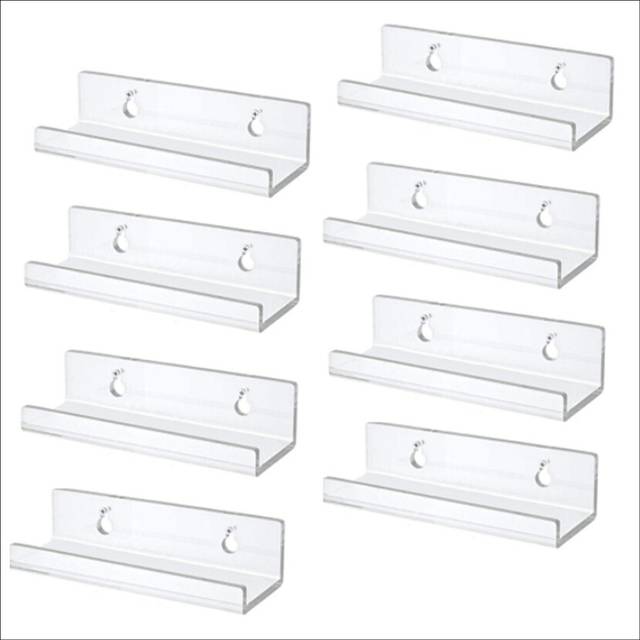 Vinyl Record Shelf Wall Mount 6 Pack, 4 INCH Clear Acrylic Album Holder Display Floating for Bathroom, Bedroom