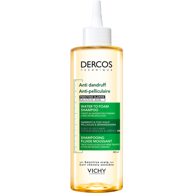 Vichy Dercos Anti-Dandruff Water to Foam Shampoo, for Curls and Coils 200ml