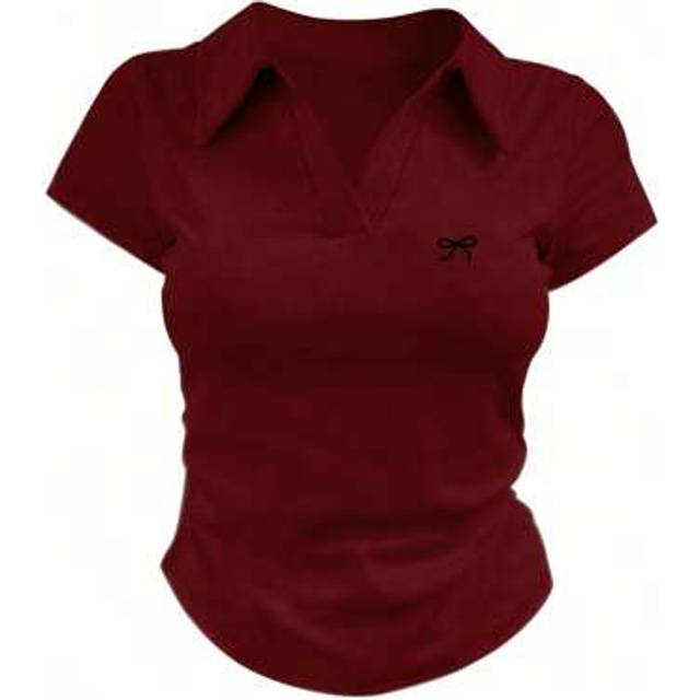 SHEIN Women&#39;s Solid Color Short Sleeve Slim Fit Casual T-Shirt, Fashionable