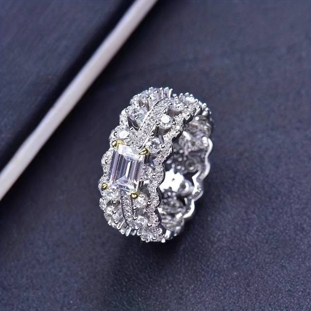 TEMU 1 Carat Moissanite Engagement Ring - 925 Sterling Silver, Perfect Promise Ring For Women, Ideal Gift ,anniversary Birthday Gift New Year Gift