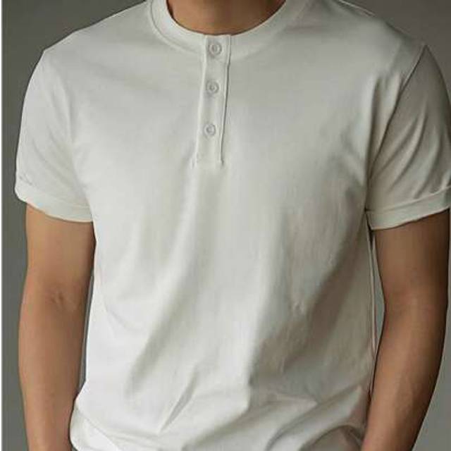 SHEIN Men&#39;s Casual Henley Neck Short Sleeve Tee, Vintage Style Undershirt For Summer