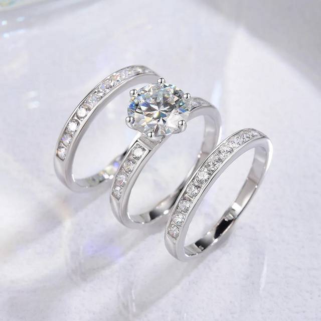 TEMU Elegant 2 Carat Moissanite Engagement Ring In 925 Sterling Silvery With 18k Golden Plating - & Special Occasions, September Birthstone, Ideal Gift For Her