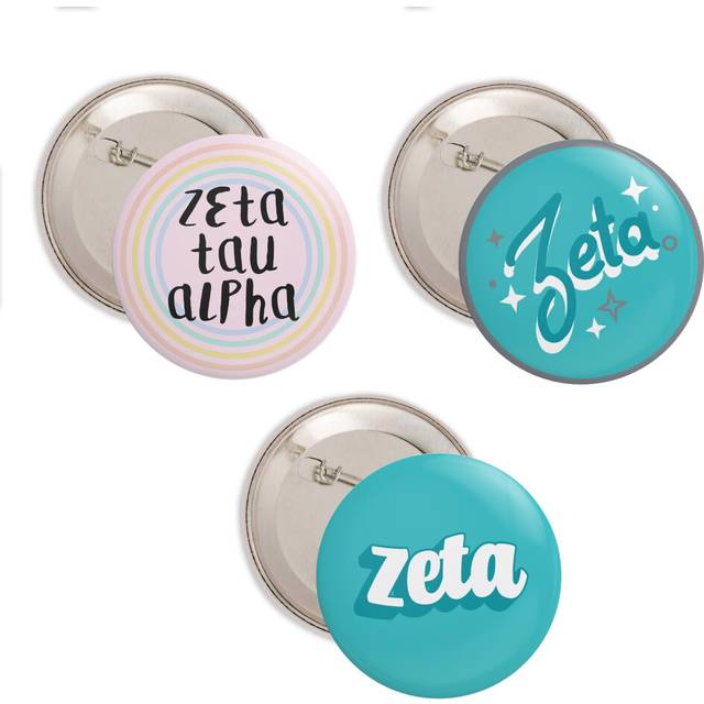 Desert Cactus Zeta Tau Alpha Buttons Pin Sorority 3 Pieces of Variety Back Badge 225inch  Cute Pack
