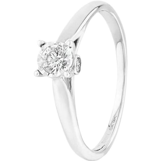 9ct White Gold 0.25ct Diamond Bridge Accent Solitaire Ring THR15625-25 L - Silver
