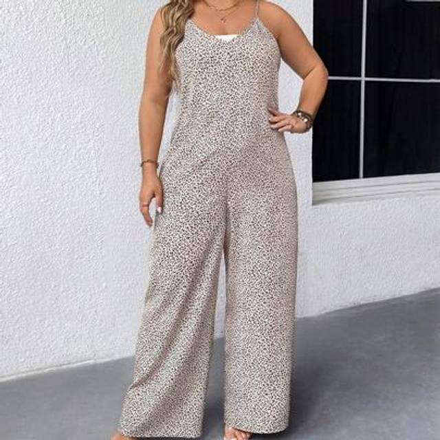 Plus Size Damer Casual Leopard Print Jumpsuit - Multifärgad (0XL,1XL,2XL,3XL,4XL)