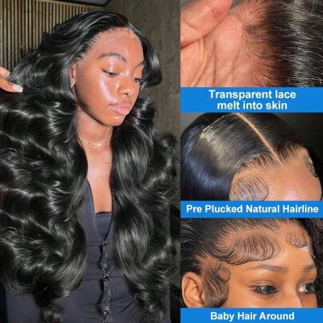 SHEIN 13x6 Body Wave Lace Front Wigs Human Hair Pre Plucked HD Transparent Lace Frontal Wigs Human Hair 180% Density Glueless 13x6 Body Wave Human Wigs With