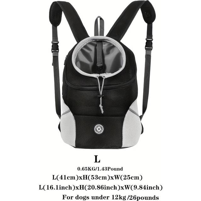TEMU Breathable Mesh Dog Carrier Backpack - Front- Legs Out Design With Adjustable Straps & Zippered For Small, Medium, And Large Dogs