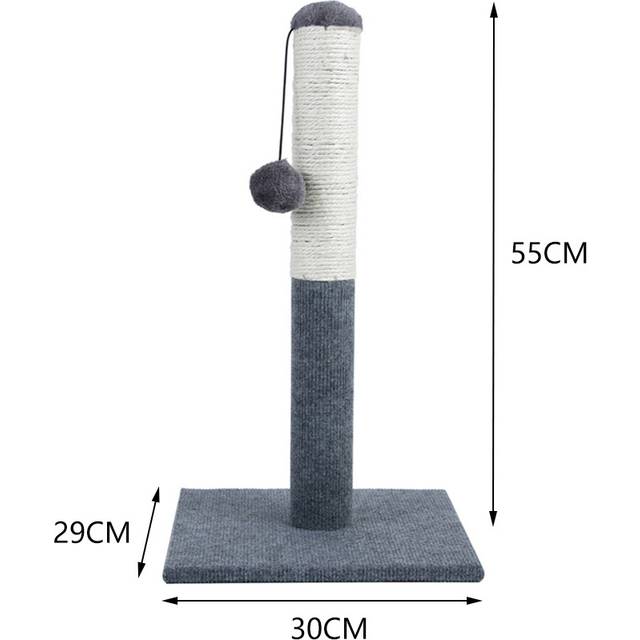 TEMU Livingandhome Sisal Rope Cat Scratching Post | 55cm Tall With Hanging Ball & Carpeted Base | Sturdy Vertical Claw Care Scratcher For Cats, Cat Scratcher