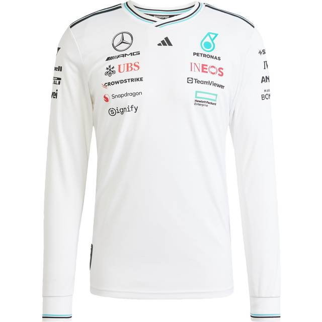 Jersey adidas x Mercedes Amg Petronas Formula One Team Driver Authentic Long Sleeve Jersey White/ White/ Black L (L)