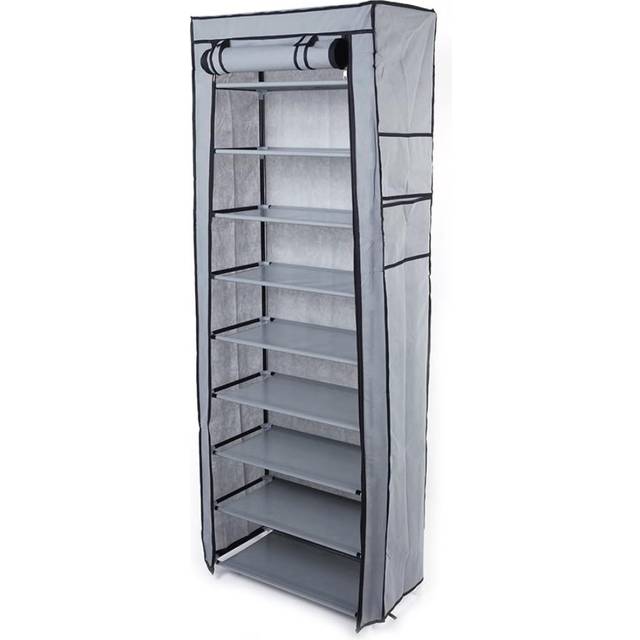 TEMU Bonnlo 10-tier Shoes Rack With Dustproof Cover, 30 X 60 X 160 Cm, Shoe Storage Cabinet, Shoe Organiser, Shoe Stand Holds 20-30 Pairs Of Shoes, For Living Room, Hallway (grey)