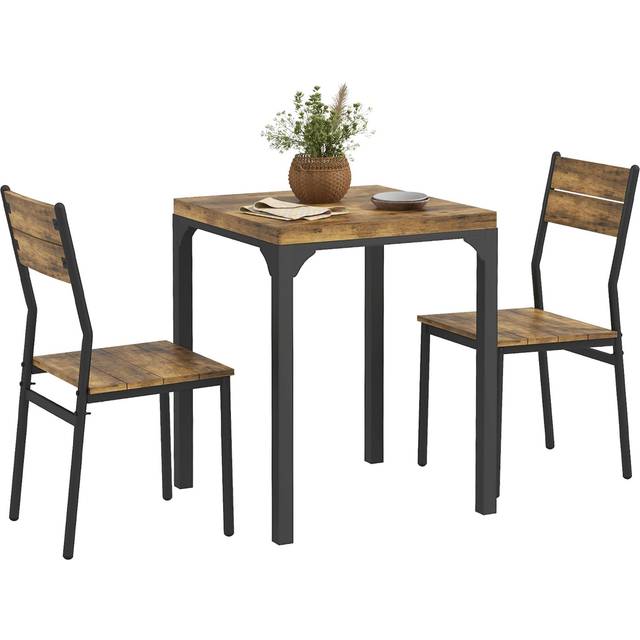 TEMU 3 Pieces Compact Dining Table 2 Chairs Set Wooden Metal Legs Kitchen Home Furniture
