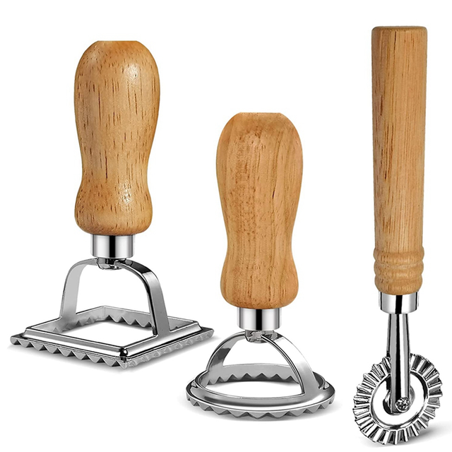 Ravioli Pasta Cutter Set, Stamp Maker with Wooden Handle for Ravioli, Pasta, Dumplings Lasagna, Pierogi