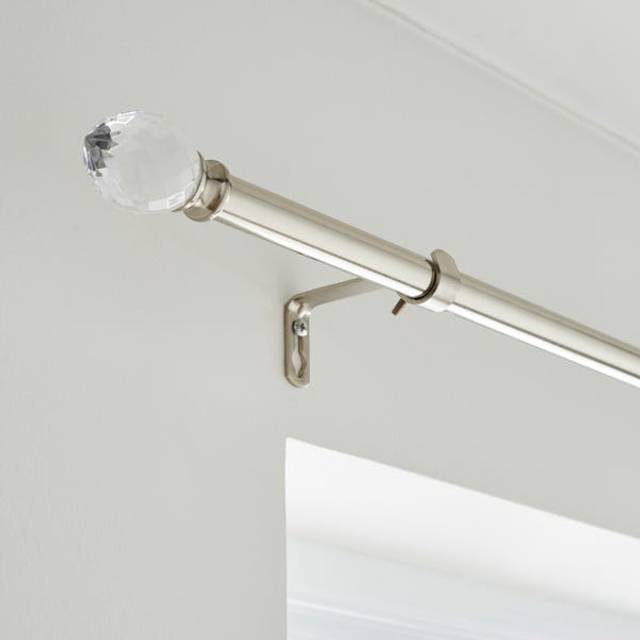 Teardrop Extendable Metal Curtain Pole - Satin Steel