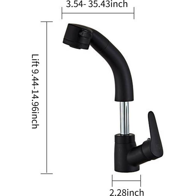 Lift & Pull Out Kitchen Faucets with 2 Spray Modes 360 degrees Swivel Bathroom Basin Sink Faucets Pull Down black