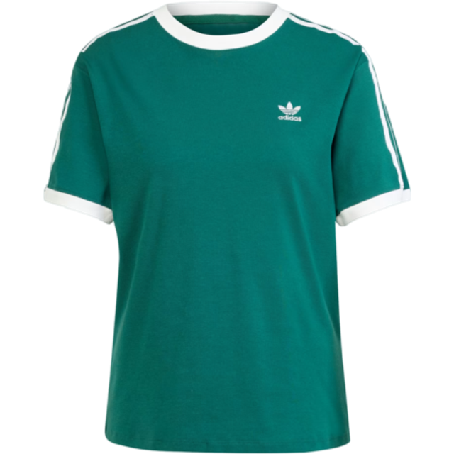 adidas Originals 3-Stripes Boyfriend Ringer T-Shirt - Green - Womens - XS