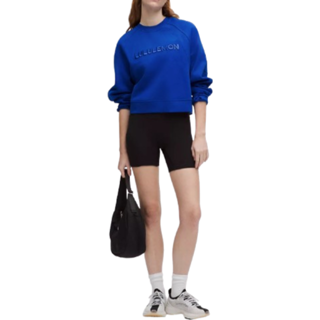 lululemon – Women's Scuba Oversized Pullover Sweater Wordmark – Color Blue – Size M/L - Galactic Cobalt