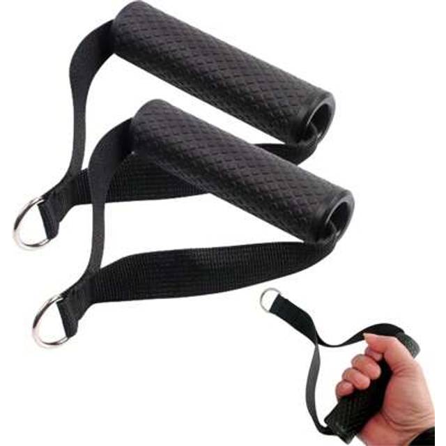 SHEIN 2PCS Gym Antiskid Pull Rope Grip Sport Fitness Accessories Exercise Band Handle Rally Handle For Yoga Hammock Handle Resistance Bands Gym Accessories