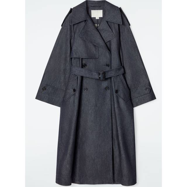 Oversized Denim Trench Coat - Indigo - S