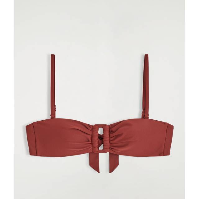 Gathered Bandeau Bikini Top - Red - 32
