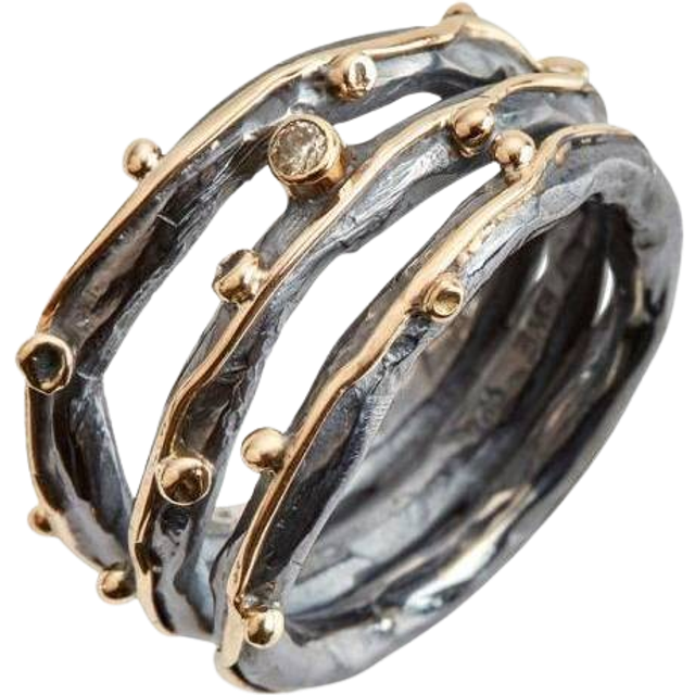 By Birdie Zeus Tribeca Sterling Sølv Ring med Diamant 0,05 Carat