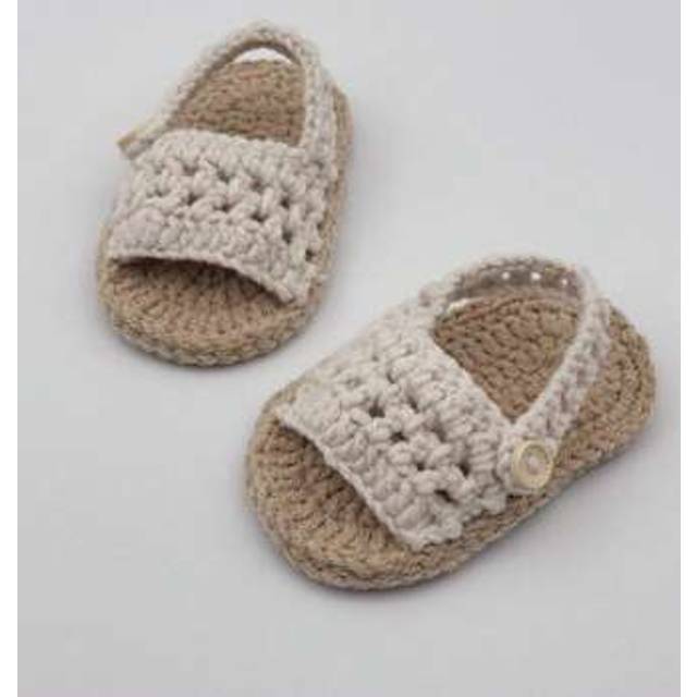 SHEIN 1 Pair Hand Knitted Infant Sandals, Crochet Pre-Walker Crawling Shoes