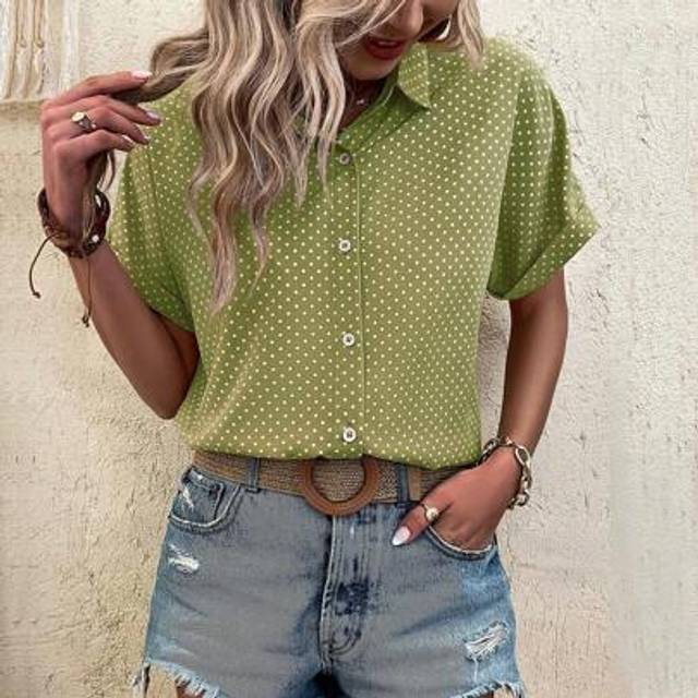 SHEIN Polka Dot All Over Print Vacation Casual Casual - Modern Casual Shirt