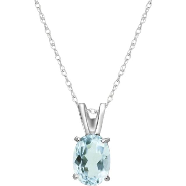 Aquamarine Barcelona Pendant Necklace in 9ct White Gold - white gold/blue