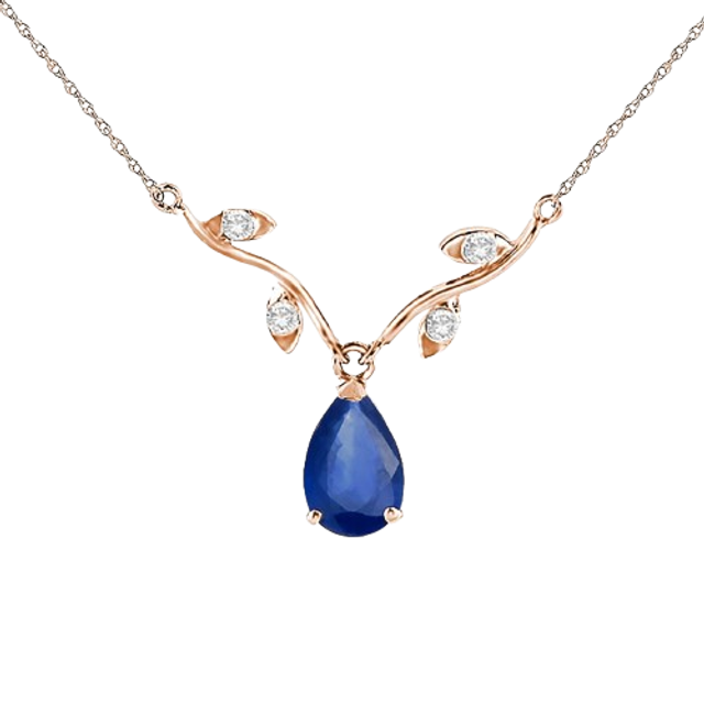 Sapphire & Diamond Francie Vine Drop Pendant Necklace in 9ct Rose Gold