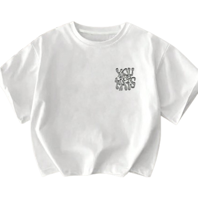 SHEIN Young Boy Summer T-Shirt With Short Sleeve, Fashionable And Casual Three-Dimensional Liquefied Lettering Printing And Round Neck