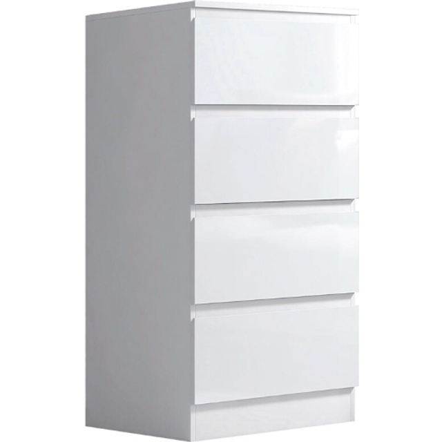 4 Drawer Chest Of Drawers White Gloss Bedroom Furniture - Fwstyle
