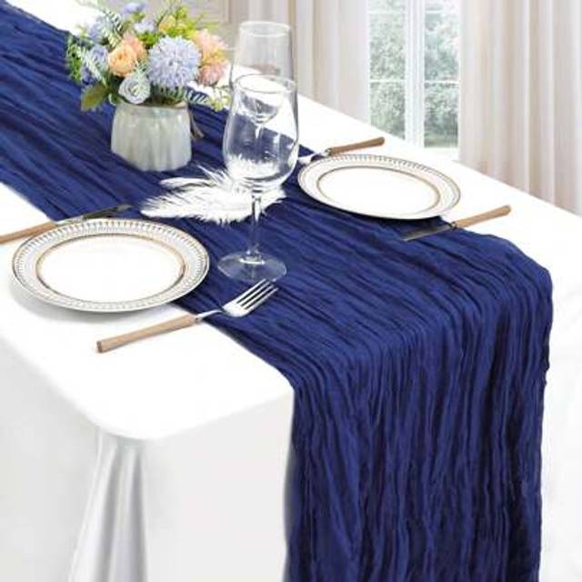 SHEIN 1pc Sage Green Cheesecloth Bohemian Country Style Fabric Tablecloth, 10ft (300cm) Long, Suitable For Wedding, Party, Baby Shower, Home Decor, Perfect