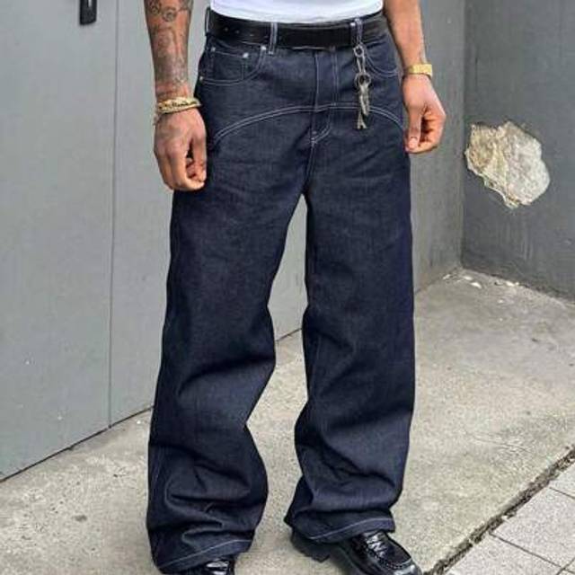 GlobeSwift herrjeans med raka, tvättade blåa denimdetaljer i amerikansk stil (L,M,S,XL,XS,XXL)