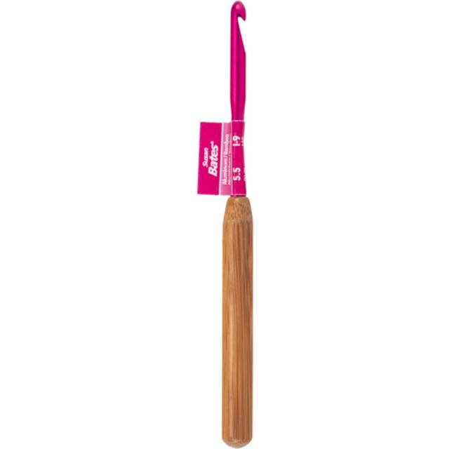 Susan bates silvalume bamboo handle aluminum crochet hook-size i9/5.5mm b3206i