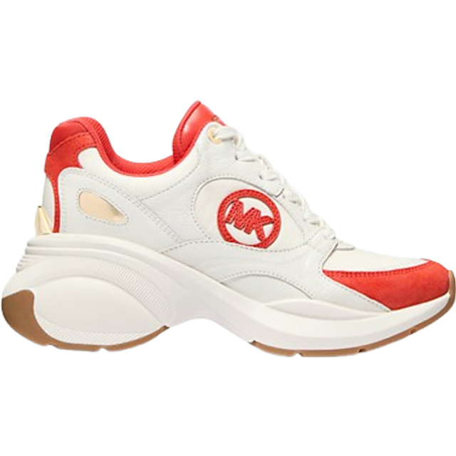 MK Zuma Two-Tone Leather and Suede Trainer - Red - Michael Kors