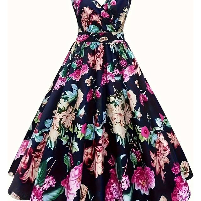 TEMU Plus Size, Women's Elegant Summer Printed Maxi Dress