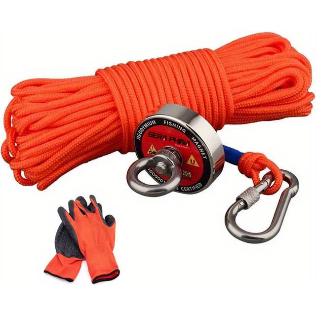 TEMU Neodymium Fishing Magnet Kit With 10m Rope And Gloves, Heavy-duty Metal Retrieval And Underwater Magnet Set