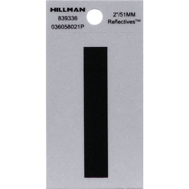 "5028452 2"""""""""""""""" BLK/SLV I ADHV 1PC Hillman 2 in. Reflective Black Mylar Self-Adhesive Letter I 1 pc (Pack of 6)"